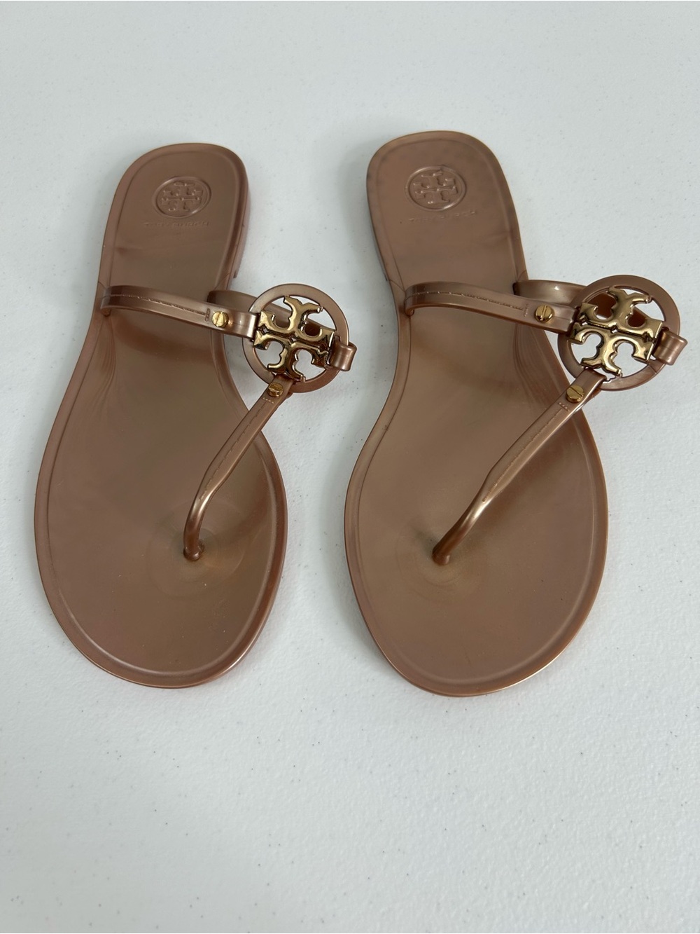 Tory Burch Mini Miller Rose Gold Jelly Sandals Size 8